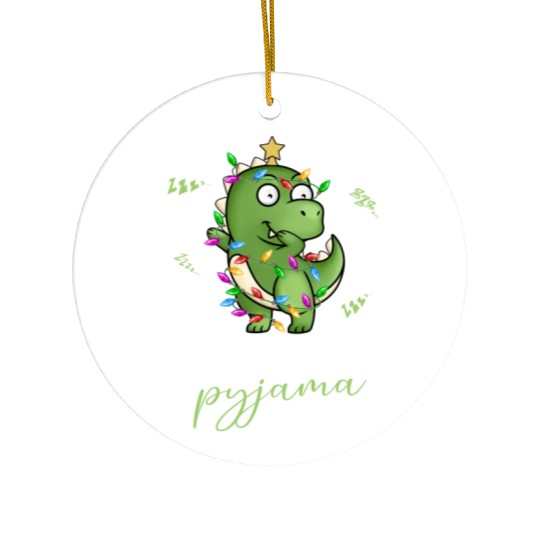 Winter Christmas Pyjama Dinosaur Trex Ceramic Ornaments