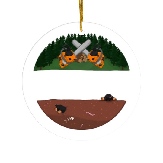 Lumberjack Chainsaw Ceramic Ornaments