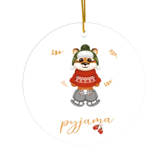 Winter Christmas Pyjama Tiger Ceramic Ornaments