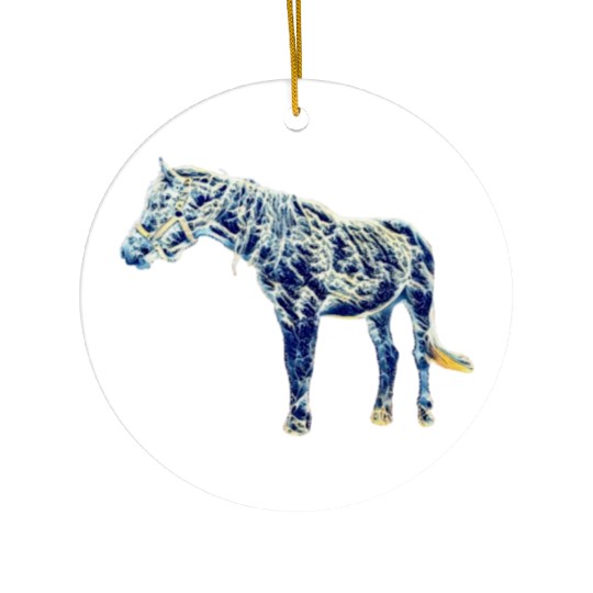 Fantastic anime blue waves horse Ceramic Ornaments