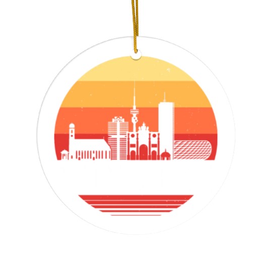 Munich Retro Skyline Ceramic Ornaments