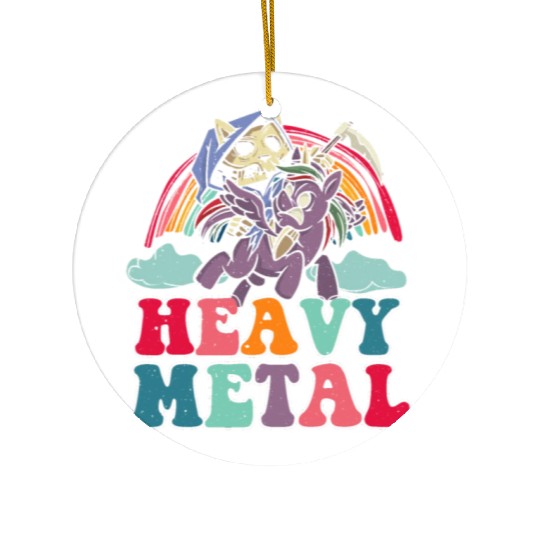 Heavy Grim Unicorn Rainbow Metal Music Lover Rock Ceramic Ornaments