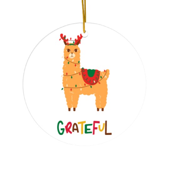 Fa La La La LLama - Grateful ! Ceramic Ornaments