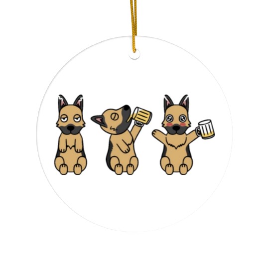 German Shepherd Beer Lover Ceramic Ornaments
