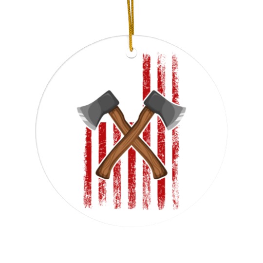 Axe Throwing american flag Hatchet Axe Throwing Ceramic Ornaments