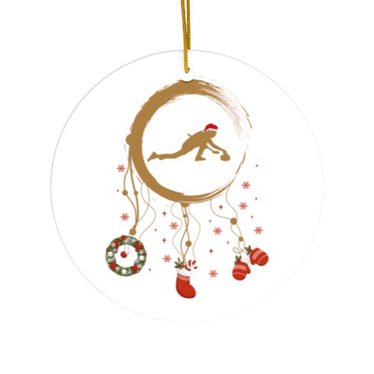 Winter dreamcatcher Christmas Curling Ceramic Ornaments