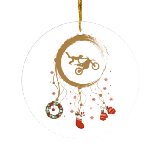 Winter dreamcatcher Christmas Motocross Ceramic Ornaments