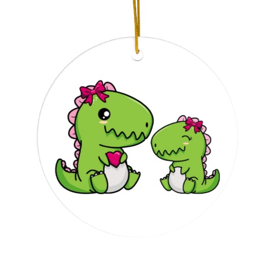 Big sister brother dino siblings boy girl heart Ceramic Ornaments