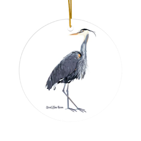 Heron Art Birder Wildlife Bird Watching Ceramic Ornaments