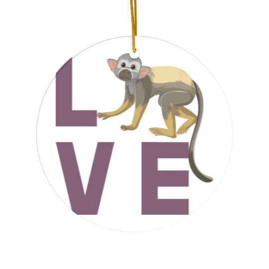 Squirrel monkey love Ceramic Ornaments