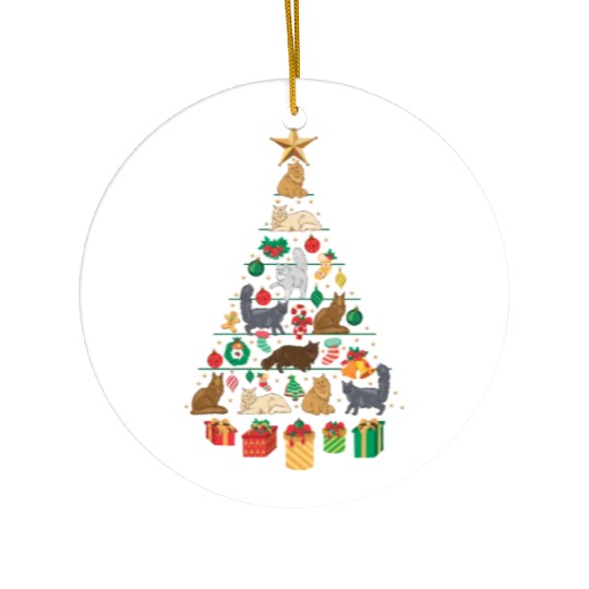 Cat Christmas Tree Ceramic Ornaments
