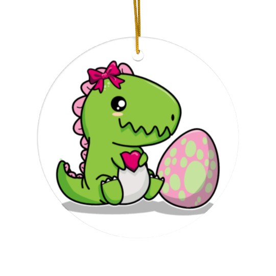 Big sister Cute dino with egg siblings boy girl Ceramic Ornaments