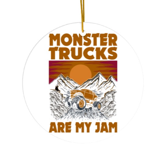 Monster Trucks Are My Jam Vintage Retro Ceramic Ornaments