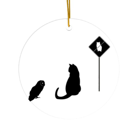 A Cat And An Owl Funny Pet Owner Ceramic Ornaments
