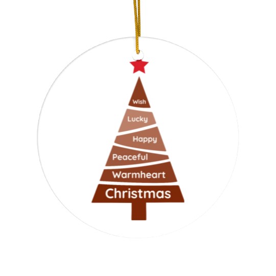 Minimalist Brick Red Christmas Pine Ceramic Ornaments