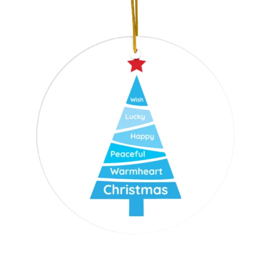 Minimalist Light Blue Christmas Pine Ceramic Ornaments