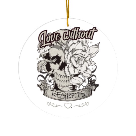 Love With No Regrets Skull With Roses Gift Ceramic Ornaments