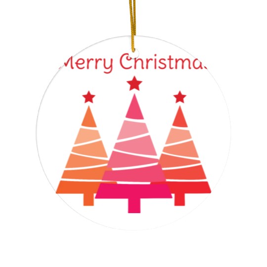 Minimalist Merry Christmas Pines Ceramic Ornaments