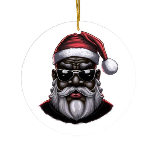 Black Santa, African American Santa Claus Ceramic Ornaments