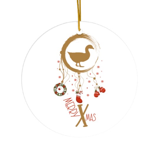 Winter dreamcatcher Christmas Duck Ceramic Ornaments