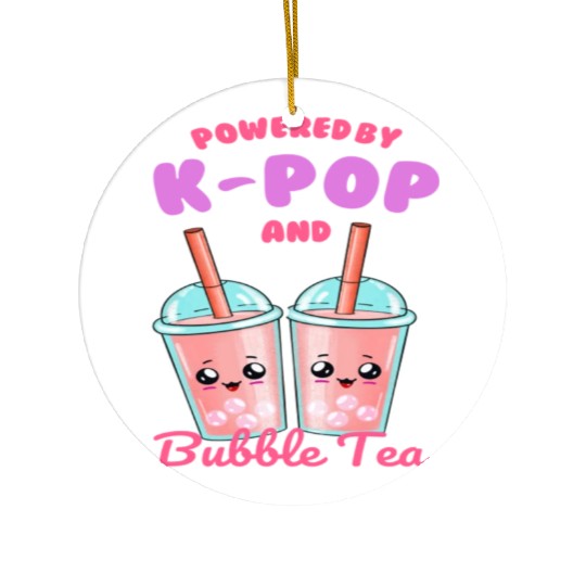 Powered By K POP And Bubble Tea Ceramic Ornaments