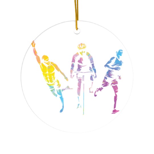 Watercolor Womens Triathlon Ceramic Ornaments