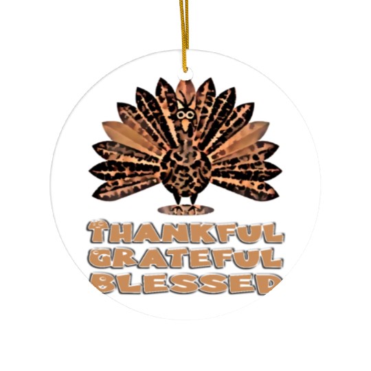 Thankful grateful blessed leopard Ceramic Ornaments