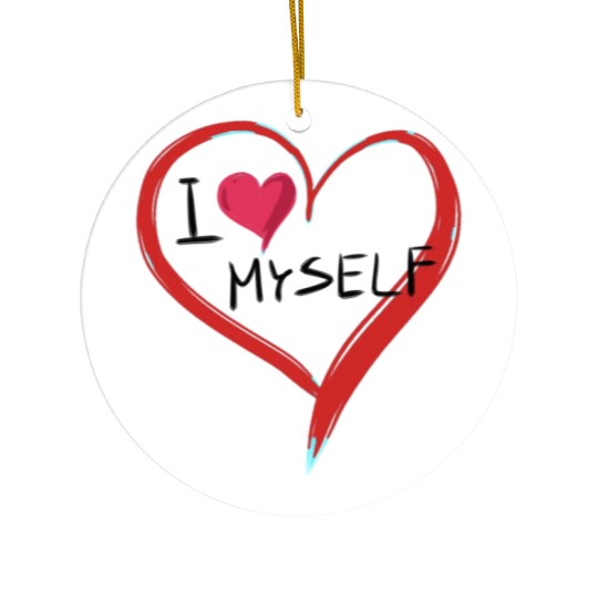 i love me heart text icon shape Ceramic Ornaments