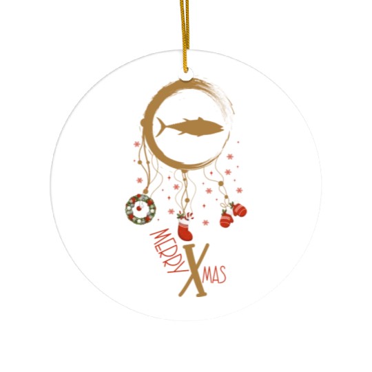 Winter dreamcatcher Christmas Tuna Ceramic Ornaments