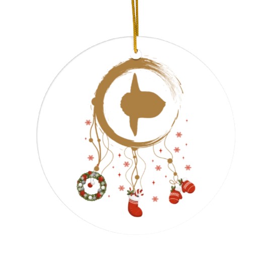 Winter dreamcatcher Christmas Moonfish Ceramic Ornaments