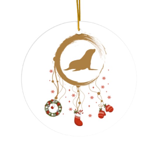 Winter dreamcatcher Christmas Seal Ceramic Ornaments