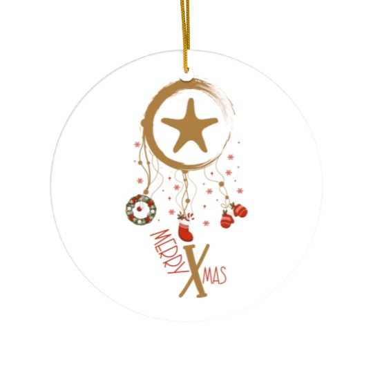 Winter dreamcatcher Christmas Starfish Ceramic Ornaments