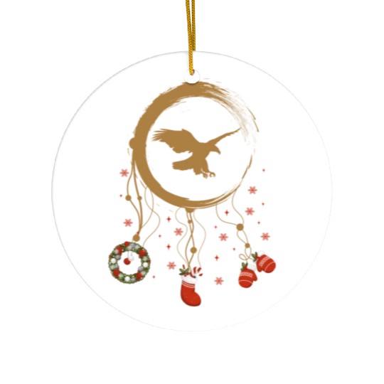 Winter dreamcatcher Christmas Eagle Ceramic Ornaments