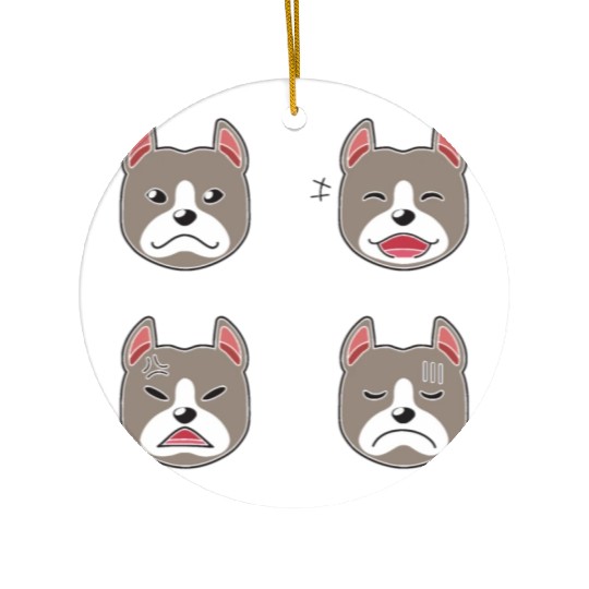 Funny Pitbull Terrier Dog Cartoon Faces Ceramic Ornaments