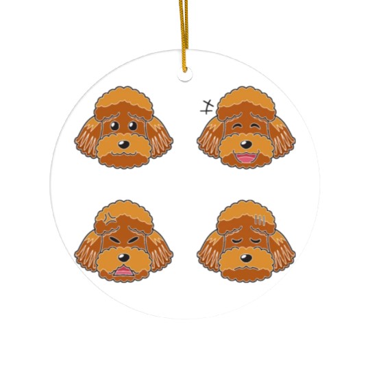 Funny Brown Poodle Dog Cartoon Faces Ceramic Ornaments