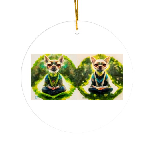 buddhist chihuahua Ceramic Ornaments
