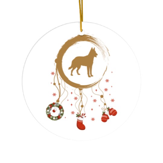 dog dreamcatcher Christmas Belgian Malinois Ceramic Ornaments