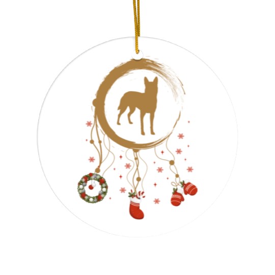 dog dreamcatcher Christmas Belgian Malinois Ceramic Ornaments
