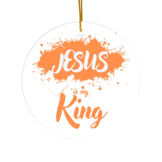 JESUS is my King orange light Ceramic Ornaments