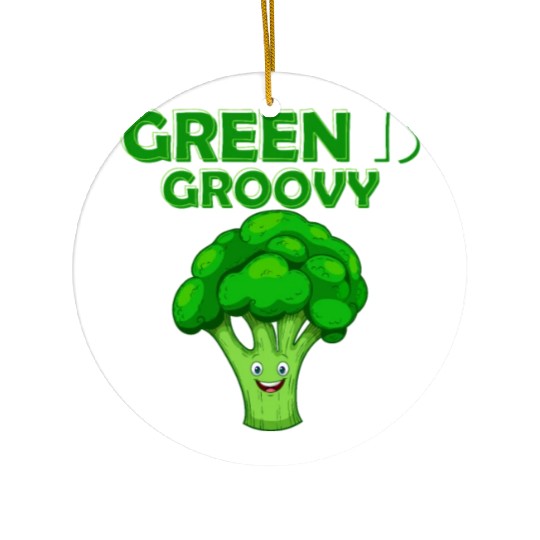 Green Is Groovy Vegetable Broccoli Ceramic Ornaments