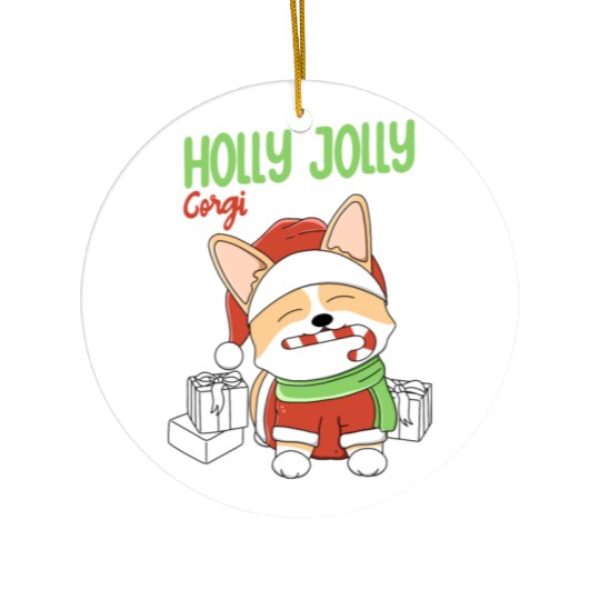 Holly Jolly Corgi Ceramic Ornaments