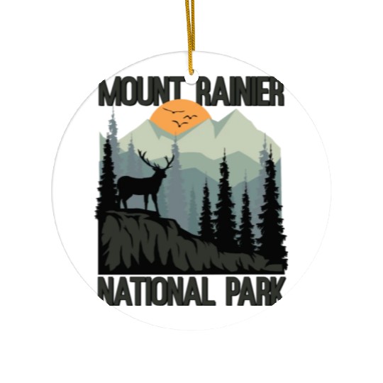 Mount Rainier National Park Mountains Deer Ceramic Ornaments