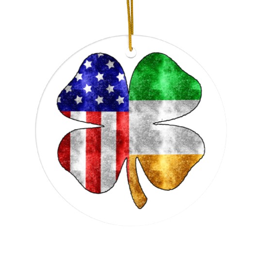 Irish American Flag St Patricks Day Ceramic Ornaments