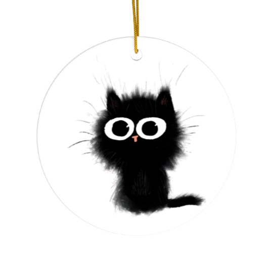 Surprised black cat Ceramic Ornaments