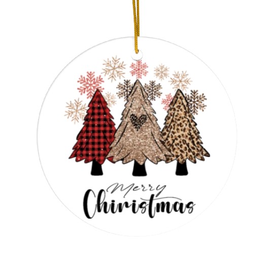 Xmas Messy Christmas Buffalo Plaid Ceramic Ornaments