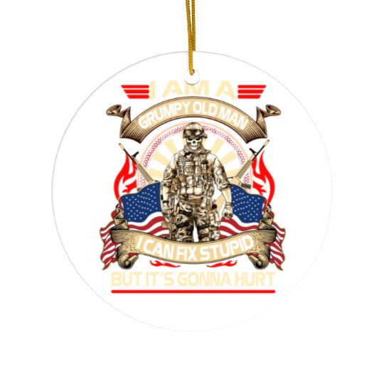 Afghanistan veteran Grumpy old man Ceramic Ornaments