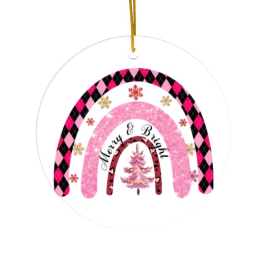 Xmas Christmas Merry and Bright Snowflakes Ceramic Ornaments