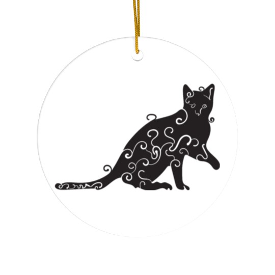 Black magic Cat desk mat , black cat holding on Ceramic Ornaments
