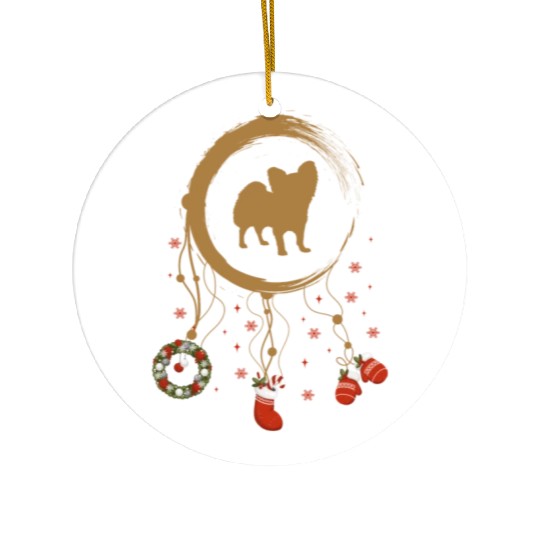 dog dreamcatcher Christmas Papillon Ceramic Ornaments