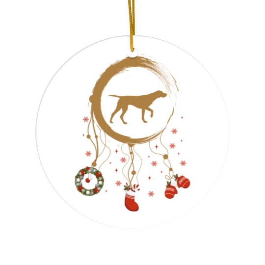 dog dreamcatcher Christmas Pointer Ceramic Ornaments
